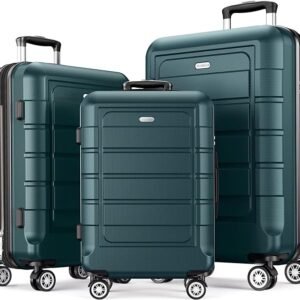 SHOWKOO Luggage Set Expandable PC+ABS Durable Suitcase Double Wheels TSA Lock 3 Pieces Family Set, 20 Inch 24 Inch 28 Inch
